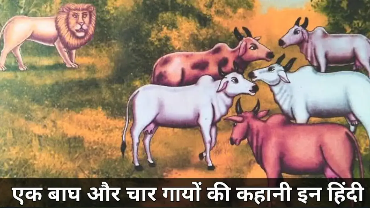Top Best 1 Short Story In Hindi With Pictures - Tiger and Cows Story In Hindi
