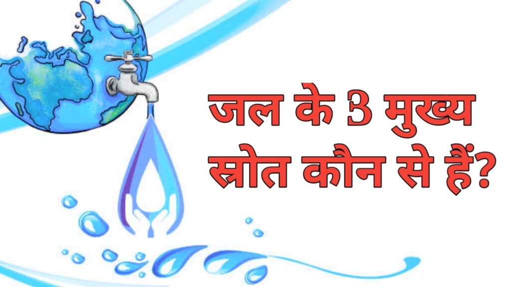 What are the 3 main sources of water? | जल के 3 मुख्य स्रोत कौन से हैं?