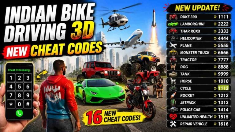 Indian Bike Driving 3D New Cheat Codes 2026 – Latest Working List