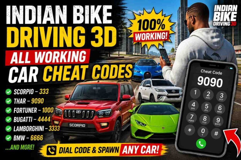 Indian Bike Driving 3D All Working Car Cheat Codes (2026) | Latest Car Codes