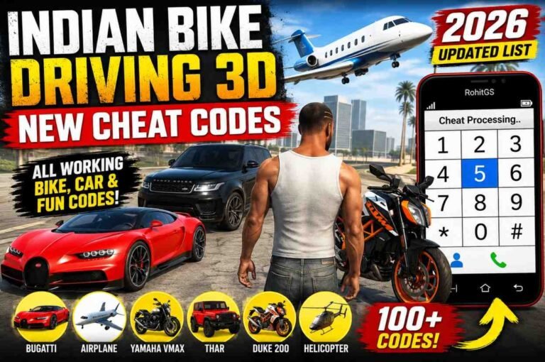 Indian Bike Driving 3D Cheat Codes 2026 (Updated List) – All Working Bike, Car & Fun Codes