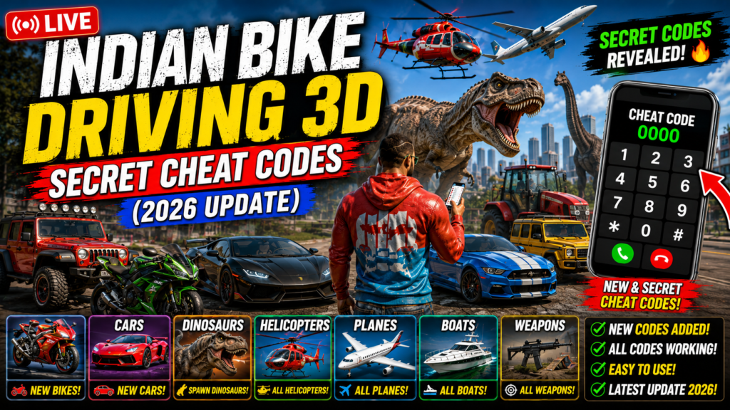 Indian Bike Driving 3D Secret Cheat Codes (2026 Update)
